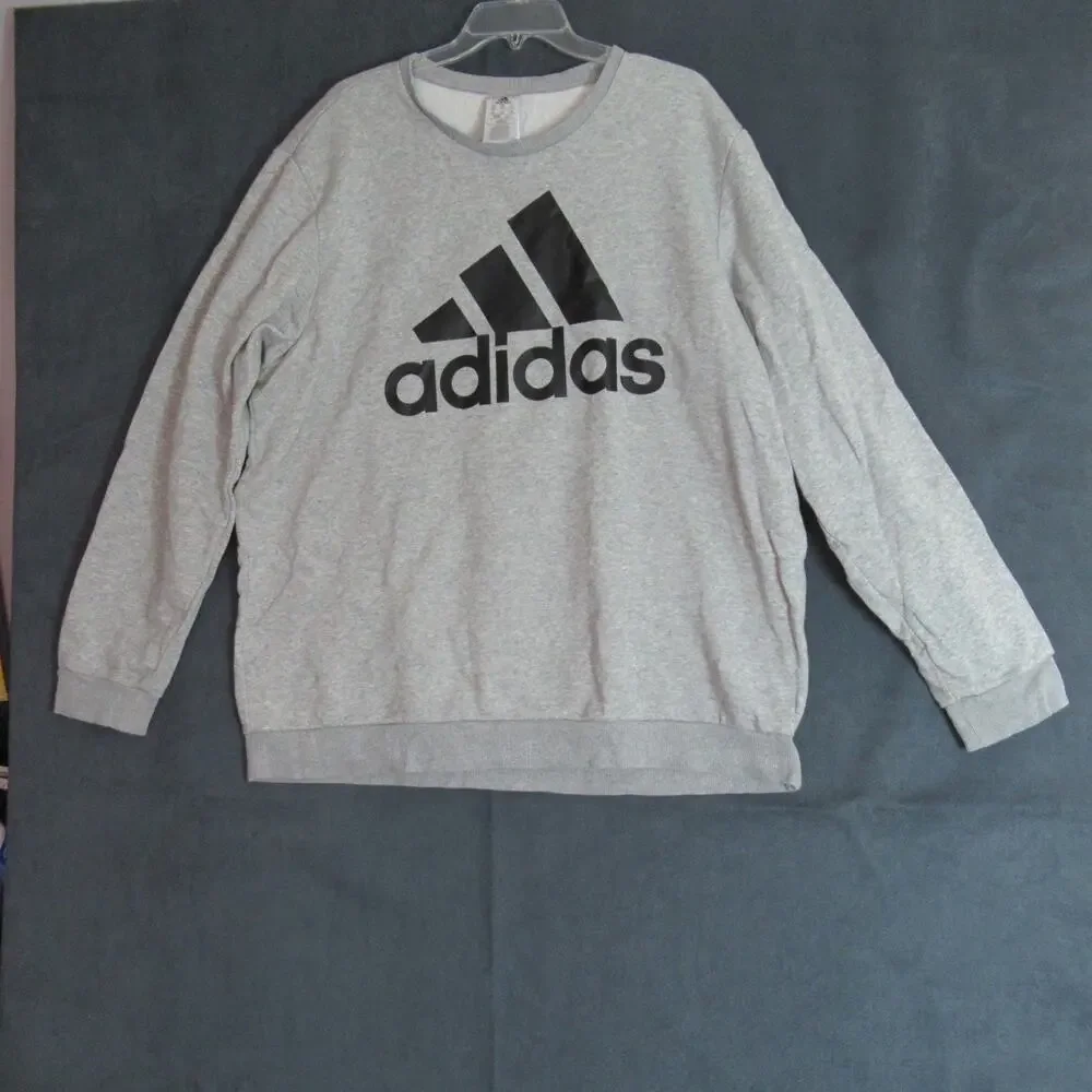 Adidas Sweatshirt Mens Size 2XL Gray Casual Athletic Fleece Cozy Active Sports